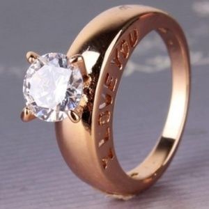 I LOVE YOU Gold Plated Solitaire Ring